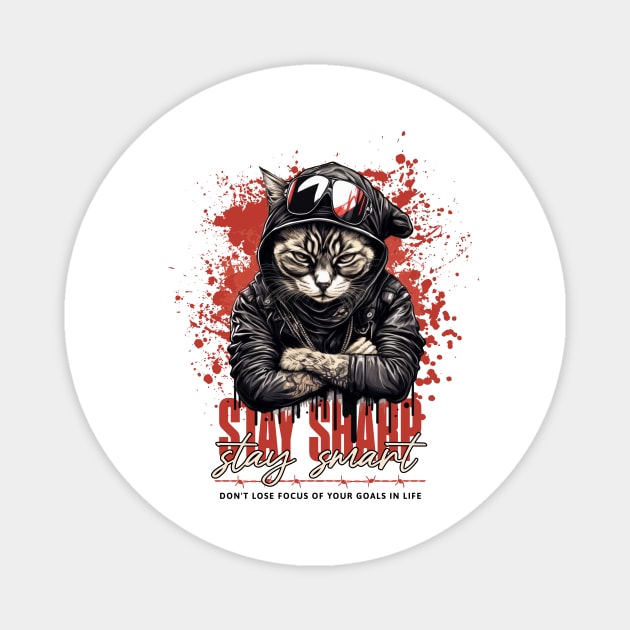 Stay Sharp, stay smart cat Magnet by Richardramirez82